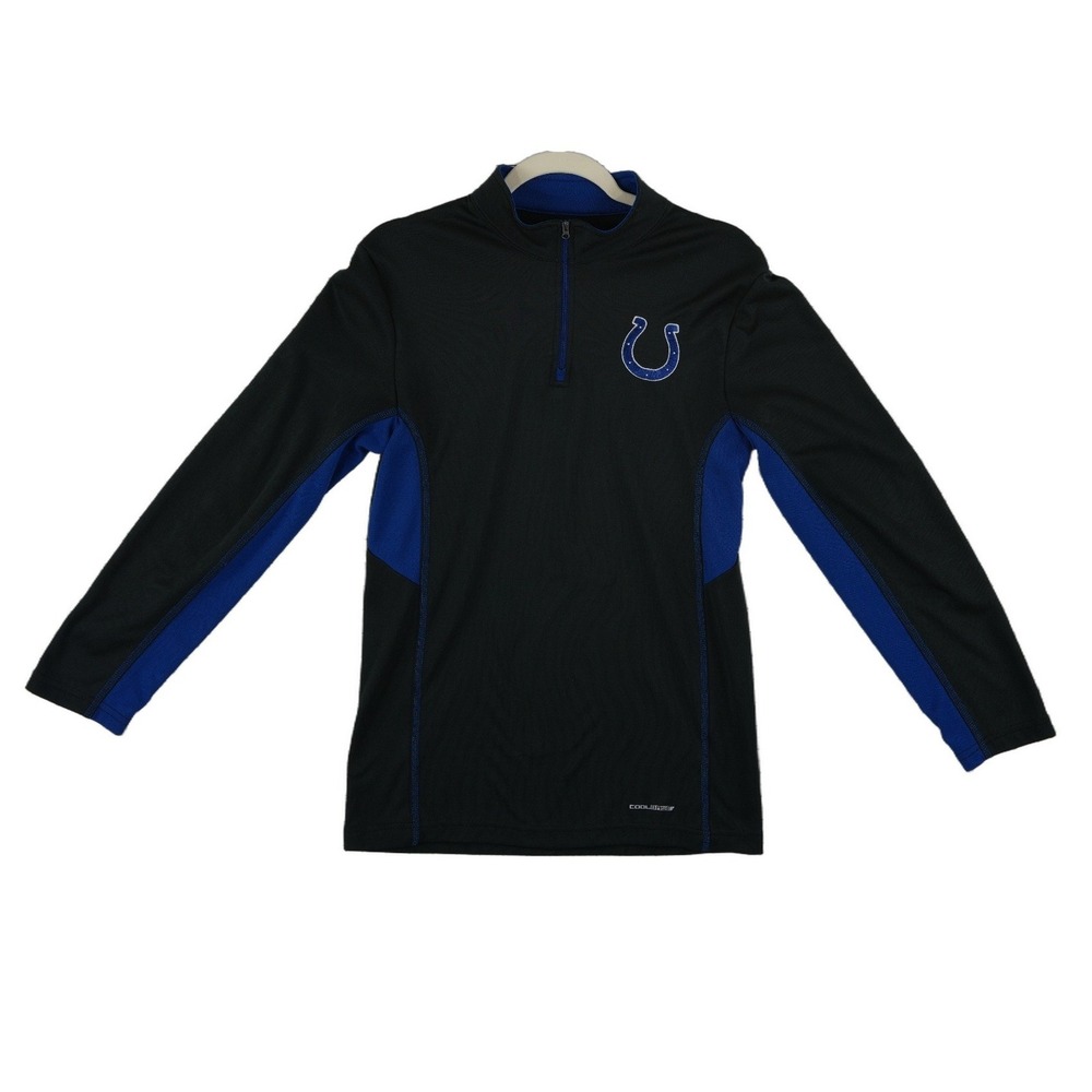 Majestic Indianapolis Colts Pullover Men's Size Small Black Blue 1/4 Zip NFL